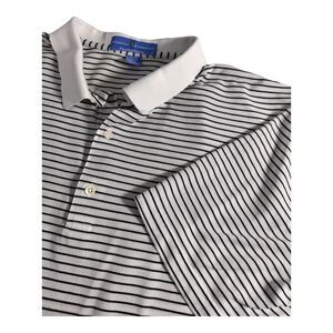 Fairway & Green Pureformance Mens XL Polo White Black Striped 60% Cotton 40% Pol